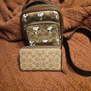 Authentic Coach Snoopy Backpack and Wallet Set